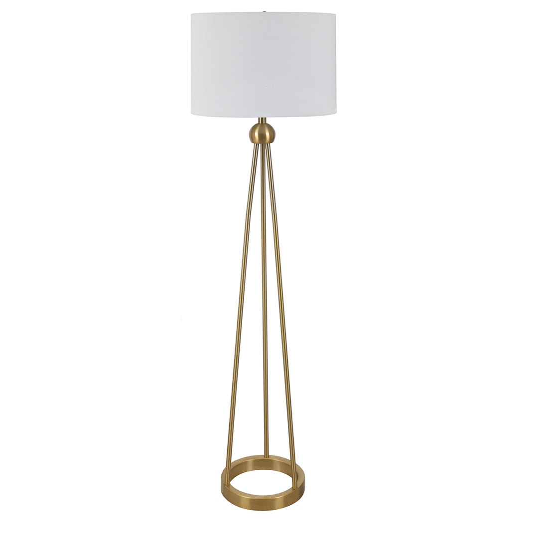 Sonder 60" Iron Tripod Floor Lamp with Linen Drum Shade, Gold
